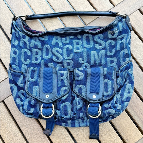 Marc Jacobs Denim Logo Hobo Shoulder Bag - Picture 1 of 12
